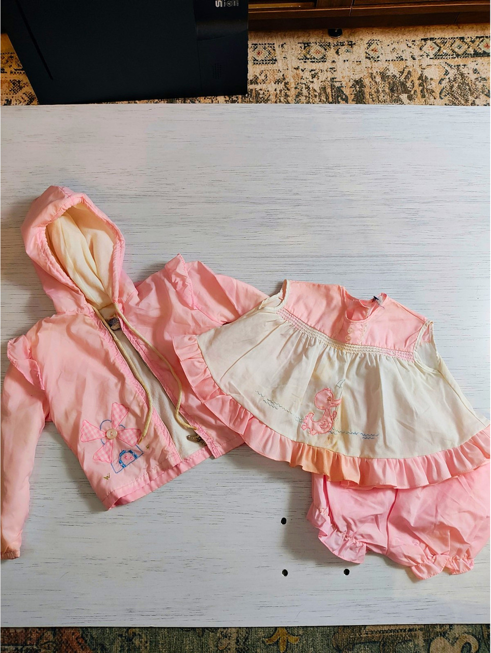 YardbriTches by Editex Vintage Girls 3pc Set 18-24M Pink/White